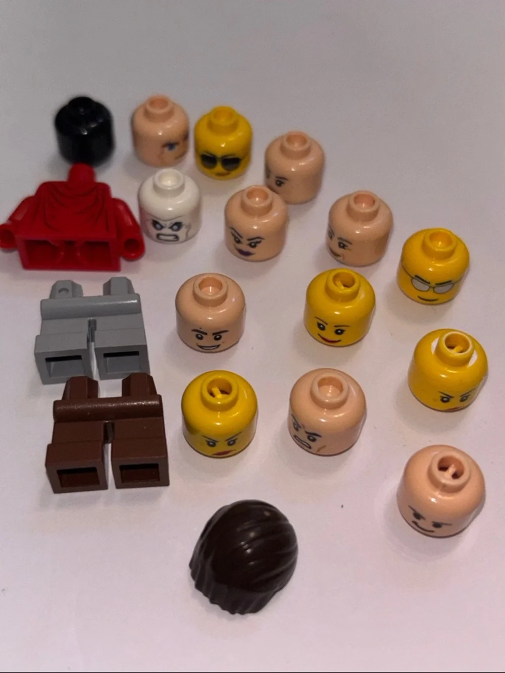 LEGO-Compatible Minifigure Heads Lego Torso Red Lego body Set Lego Heads pants